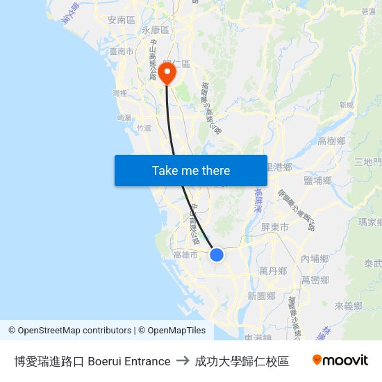 博愛瑞進路口 Boerui Entrance to 成功大學歸仁校區 map