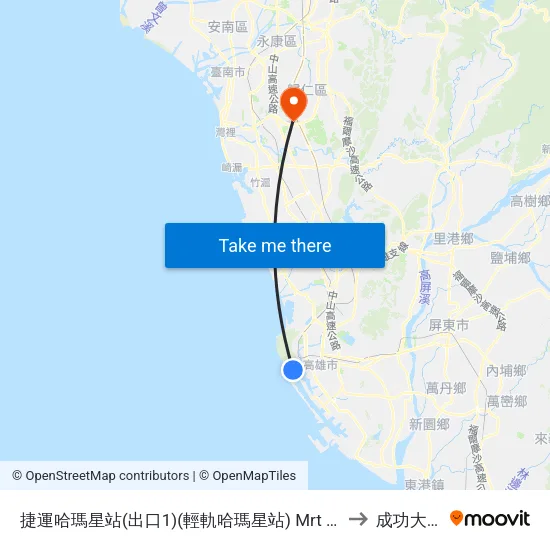 捷運哈瑪星站(出口1)(輕軌哈瑪星站) Mrt Hamasen Station(Exit 1)(Lrt Hamasen Station) to 成功大學歸仁校區 map