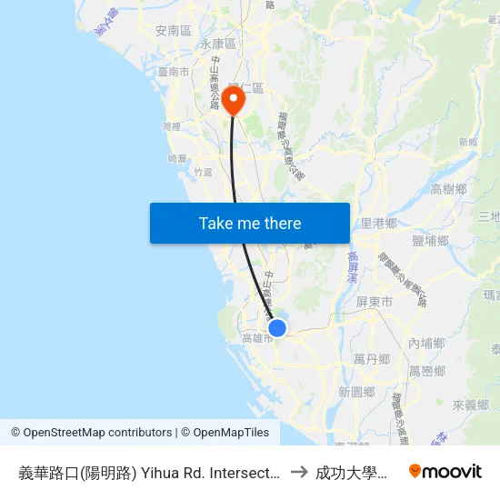 義華路口(陽明路) Yihua Rd. Intersection(Yangming Rd.) to 成功大學歸仁校區 map