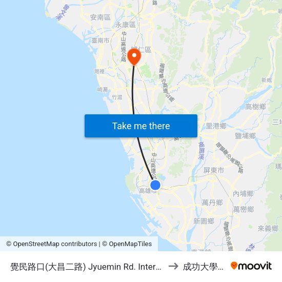 覺民路口(大昌二路) Jyuemin Rd. Intersection(Dachang 2nd Rd.) to 成功大學歸仁校區 map