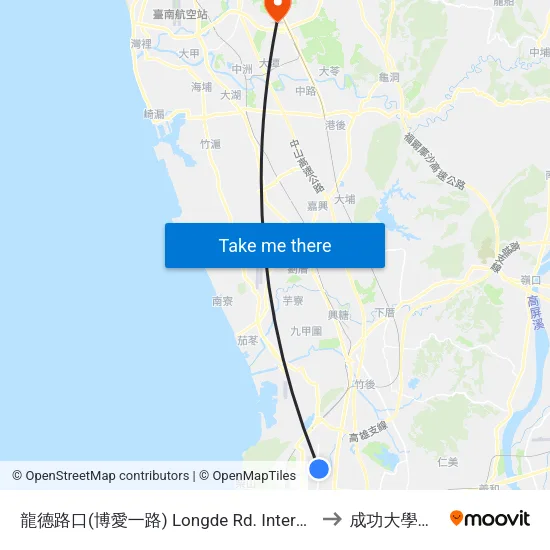 龍德路口(博愛一路) Longde Rd. Intersection(Boai 1st Rd.) to 成功大學歸仁校區 map