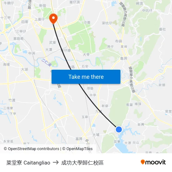 菜堂寮 Caitangliao to 成功大學歸仁校區 map