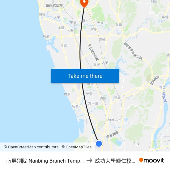 南屏別院 Nanbing Branch Temple to 成功大學歸仁校區 map