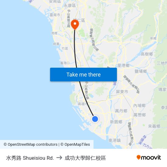 水秀路 Shueisiou Rd. to 成功大學歸仁校區 map