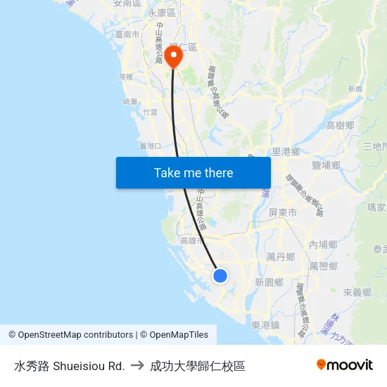 水秀路 Shueisiou Rd. to 成功大學歸仁校區 map