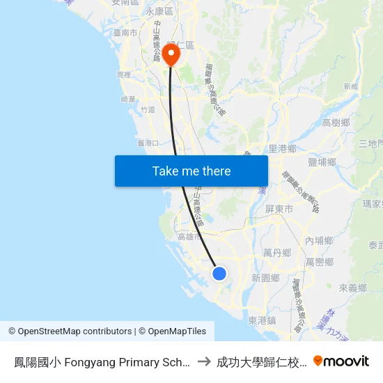 鳳陽國小 Fongyang Primary School to 成功大學歸仁校區 map