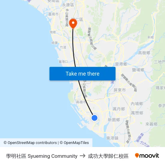 學明社區 Syueming Community to 成功大學歸仁校區 map