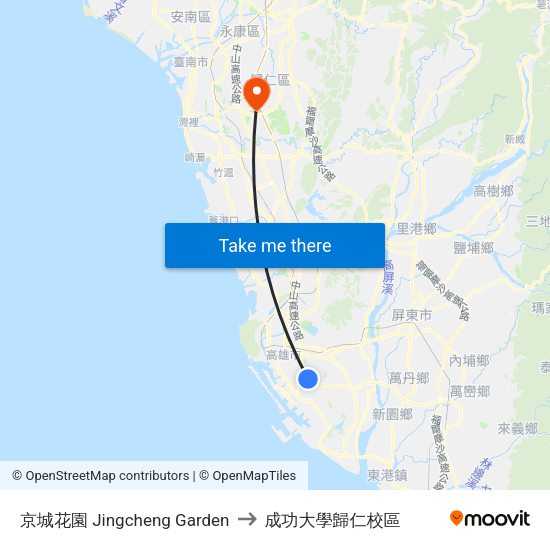 京城花園 Jingcheng Garden to 成功大學歸仁校區 map