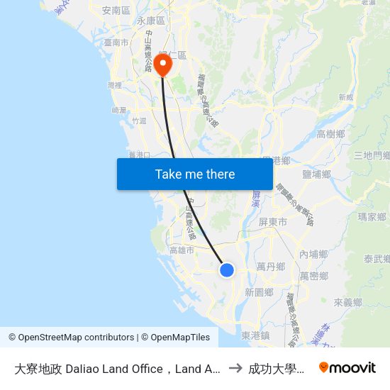 大寮地政 Daliao Land Office，Land Administration Bureau to 成功大學歸仁校區 map