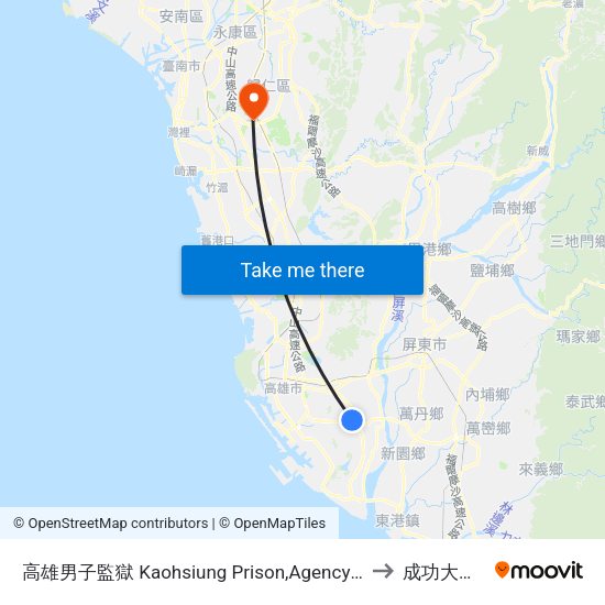 高雄男子監獄 Kaohsiung Prison,Agency Of Corrections,Ministry Of Justice to 成功大學歸仁校區 map