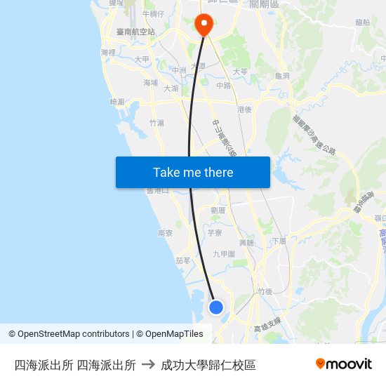 四海派出所 四海派出所 to 成功大學歸仁校區 map