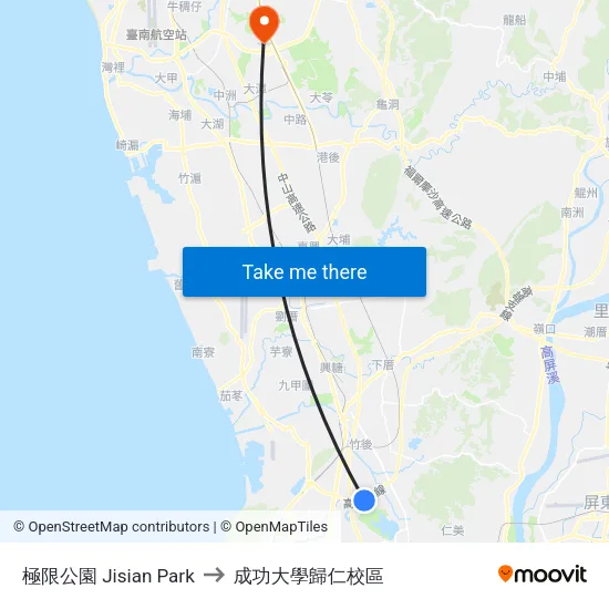 極限公園 Jisian Park to 成功大學歸仁校區 map