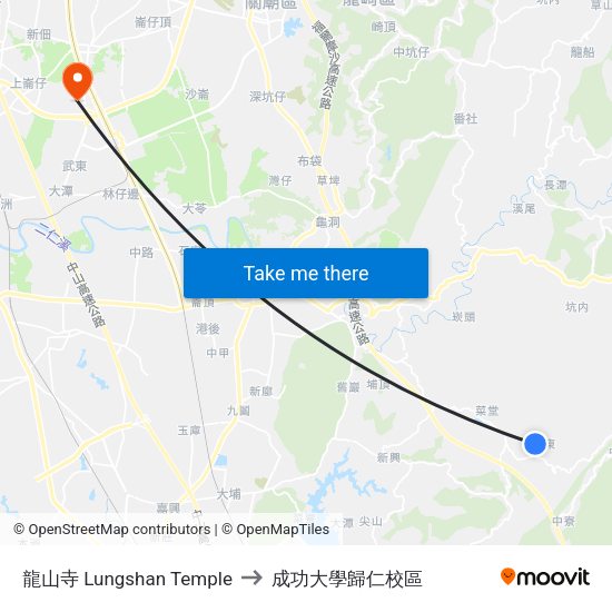 龍山寺 Lungshan Temple to 成功大學歸仁校區 map
