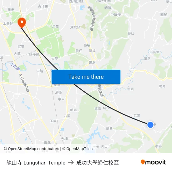 龍山寺 Lungshan Temple to 成功大學歸仁校區 map