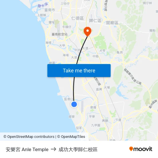 安樂宮 Anle Temple to 成功大學歸仁校區 map