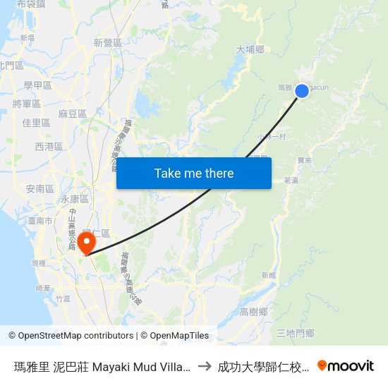瑪雅里 泥巴莊 Mayaki Mud Village to 成功大學歸仁校區 map
