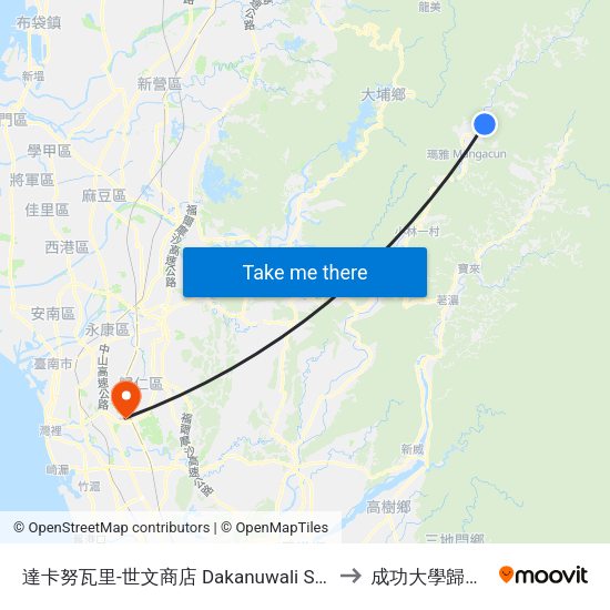 達卡努瓦里-世文商店 Dakanuwali Shiwen Store to 成功大學歸仁校區 map