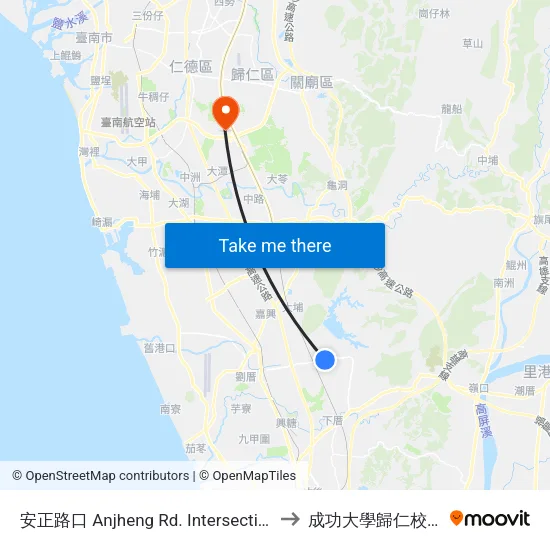 安正路口 Anjheng Rd. Intersection to 成功大學歸仁校區 map