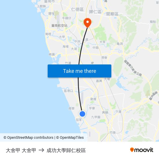 大舍甲 大舍甲 to 成功大學歸仁校區 map