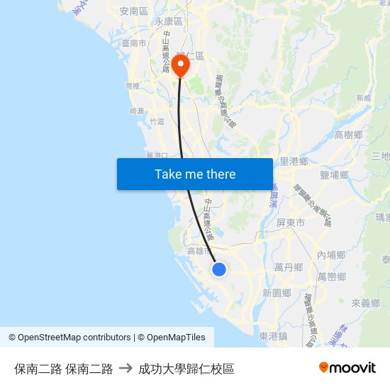 保南二路 保南二路 to 成功大學歸仁校區 map