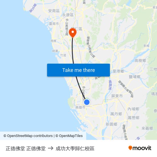 正德佛堂 正德佛堂 to 成功大學歸仁校區 map