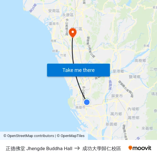 正德佛堂 Jhengde Buddha Hall to 成功大學歸仁校區 map