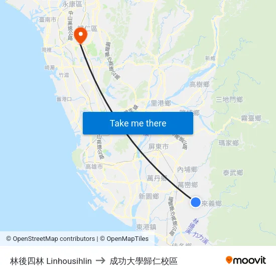 林後四林 Linhousihlin to 成功大學歸仁校區 map