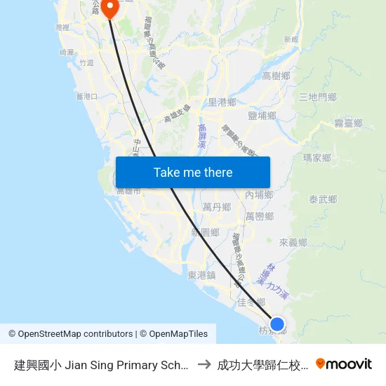 建興國小 Jian Sing Primary School to 成功大學歸仁校區 map