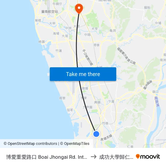博愛重愛路口 Boai Jhongai Rd. Intersection to 成功大學歸仁校區 map