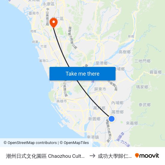 潮州日式文化園區 Chaozhou Cultural Park to 成功大學歸仁校區 map