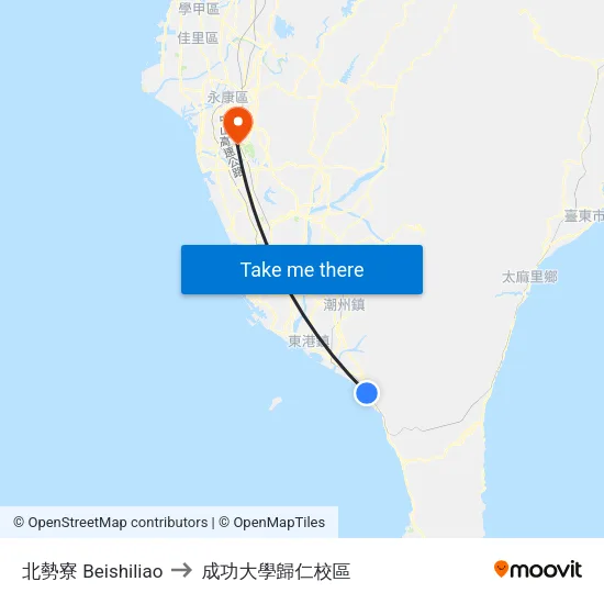 北勢寮 Beishiliao to 成功大學歸仁校區 map
