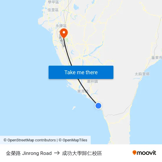 金榮路 Jinrong Road to 成功大學歸仁校區 map