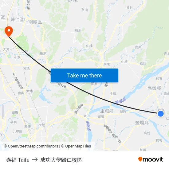 泰福 Taifu to 成功大學歸仁校區 map