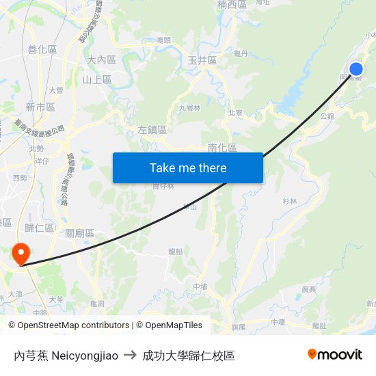 內芎蕉 Neicyongjiao to 成功大學歸仁校區 map