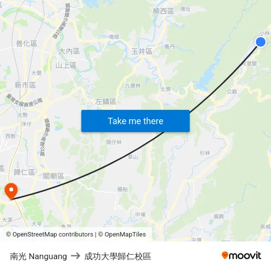 南光 Nanguang to 成功大學歸仁校區 map
