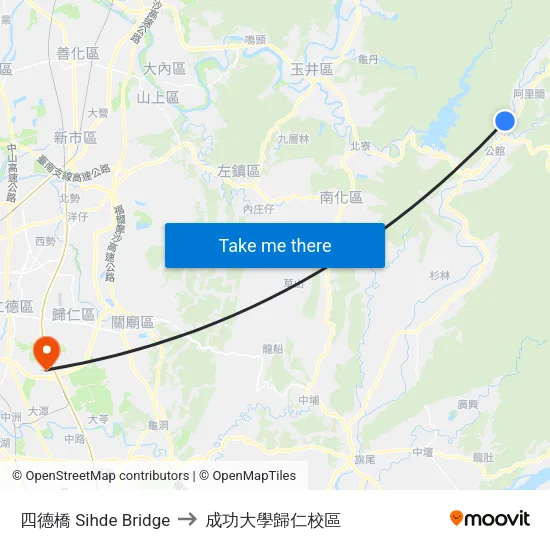 四德橋 Sihde Bridge to 成功大學歸仁校區 map
