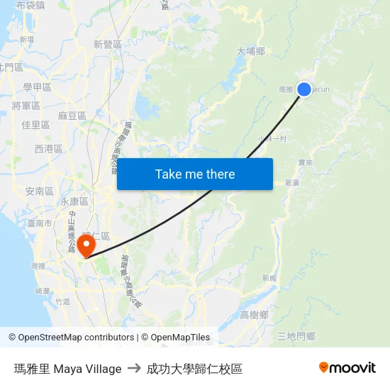 瑪雅里 Maya Village to 成功大學歸仁校區 map