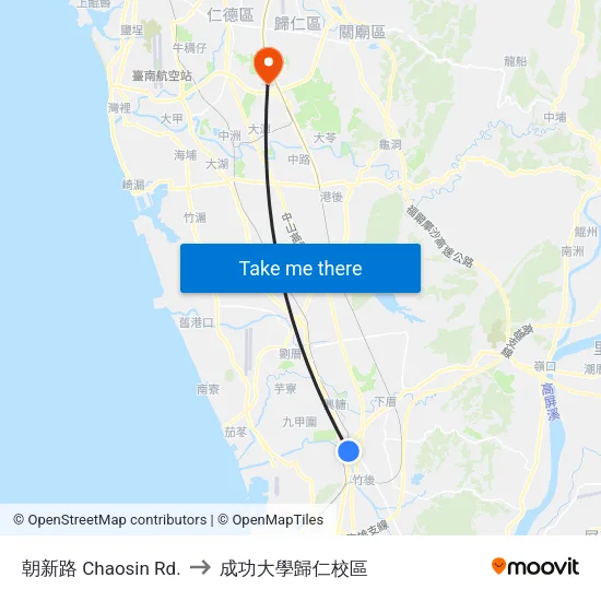 朝新路 Chaosin Rd. to 成功大學歸仁校區 map