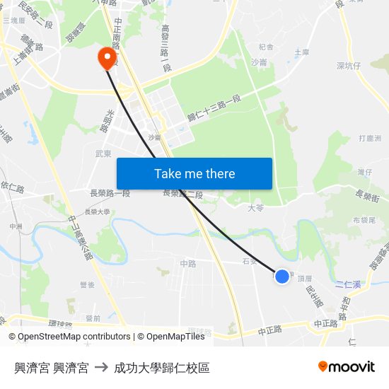 興濟宮 興濟宮 to 成功大學歸仁校區 map