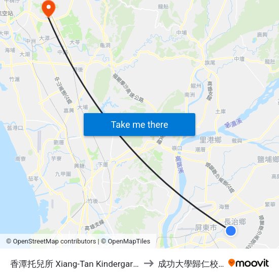 香潭托兒所 Xiang-Tan Kindergarten to 成功大學歸仁校區 map