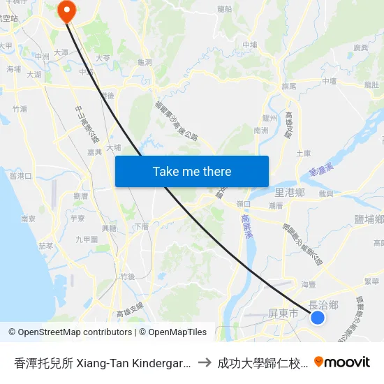 香潭托兒所 Xiang-Tan Kindergarten to 成功大學歸仁校區 map
