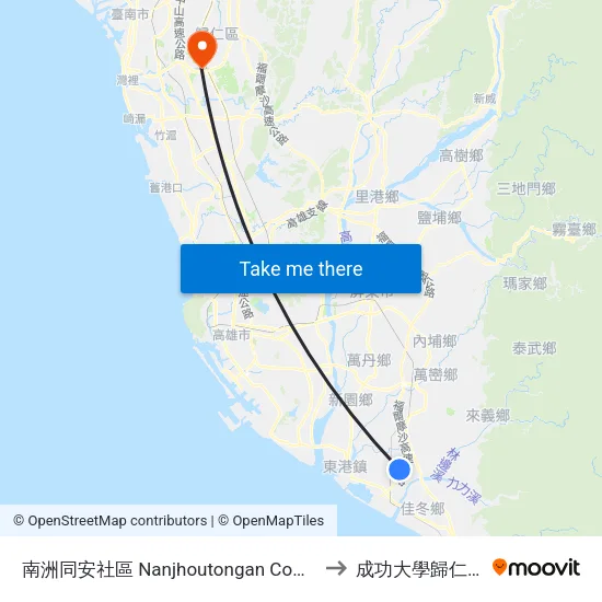 南洲同安社區 Nanjhoutongan Community to 成功大學歸仁校區 map