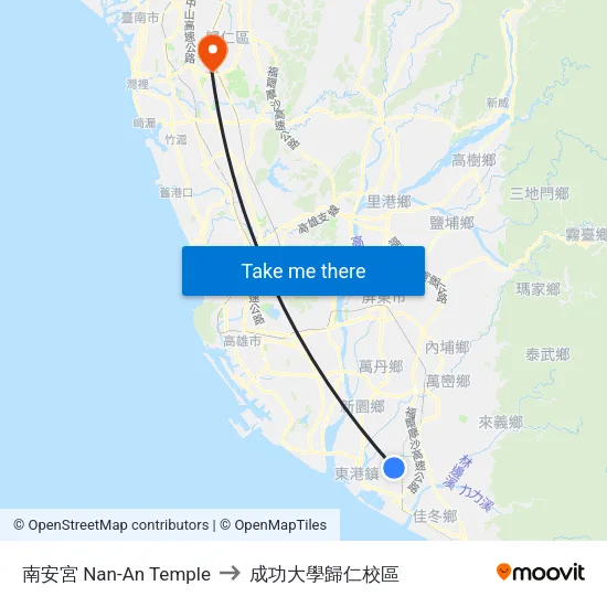 南安宮 Nan-An Temple to 成功大學歸仁校區 map
