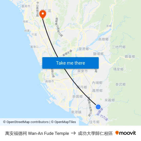 萬安福德祠 Wan-An Fude Temple to 成功大學歸仁校區 map