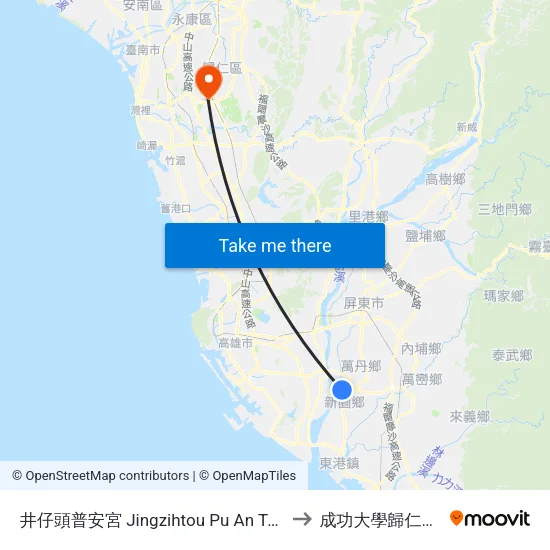 井仔頭普安宮 Jingzihtou Pu An Temple to 成功大學歸仁校區 map