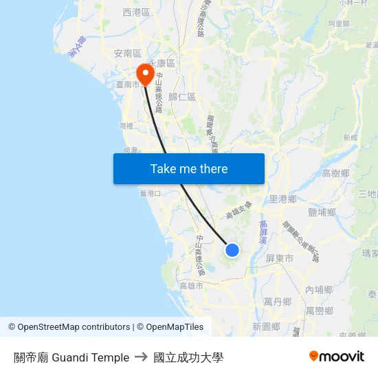 關帝廟 Guandi Temple to 國立成功大學 map