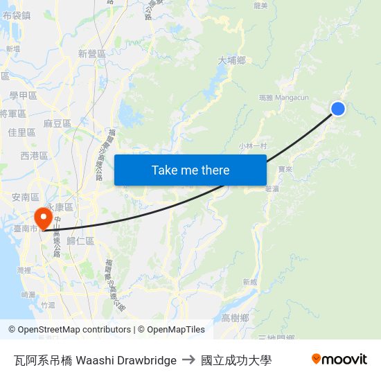 瓦阿系吊橋 瓦阿系吊橋 to 國立成功大學 map