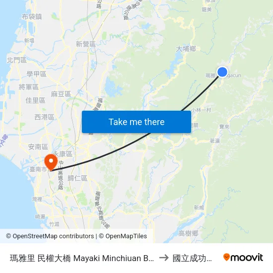 瑪雅里 民權大橋 Mayaki Minchiuan Bridge to 國立成功大學 map