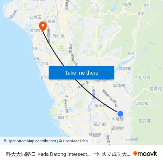 Datong Bus Terminal Map 搭乘公共交通工具從的科大大同路口 Keda Datong Intersection到國立成功大學