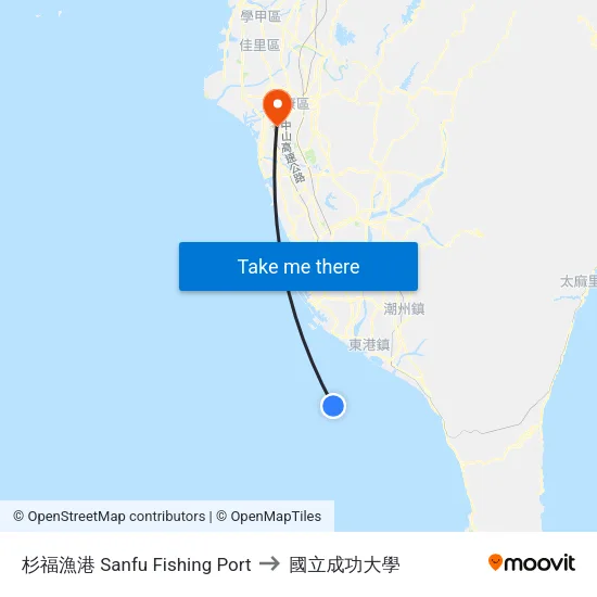 杉福漁港 Sanfu Fishing Port to 國立成功大學 map
